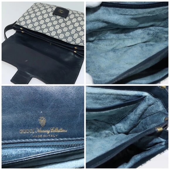 GUCCI GG Supreme Shoulder Bag PVC Navy Gold Auth ep10820 - Picture 15 of 16